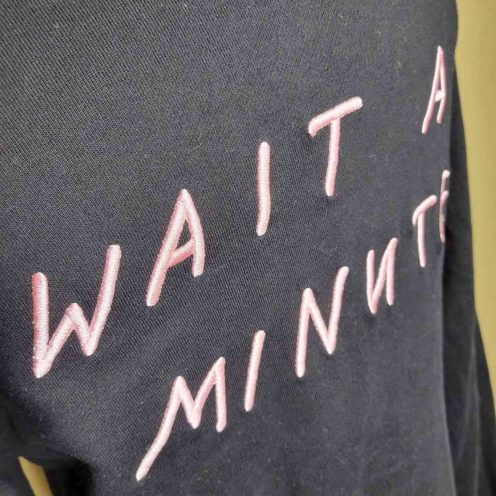 Lazy Oaf Hoodie "Wait A Minute" Black And Pink - image 6